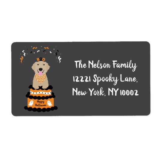 ハッピーハローウィンゴールデンリトリ不気味バー幽霊ブー ラベル (正面)