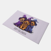 ハッピーハローウィンゴールデンレトリエバードッグウィッチ ドアマット (アングル)
