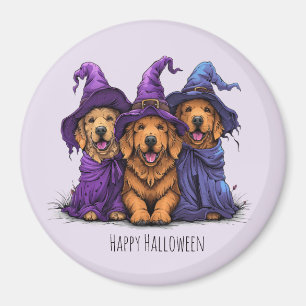 ハッピーハローウィンゴールデンレトリエバードッグウィッチ マグネット