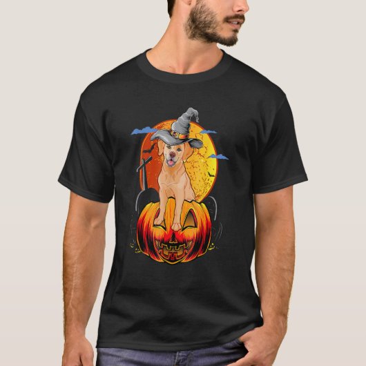 ハッピーハローウィンゴールデンレトリエバードッグズハロウィーン Tシャツ (正面)