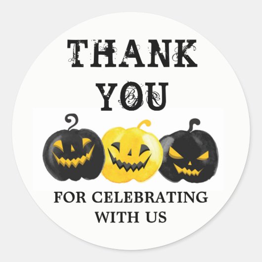 ハッピーハローウィンサンキューメッセージカード ラウンドシール (正面)