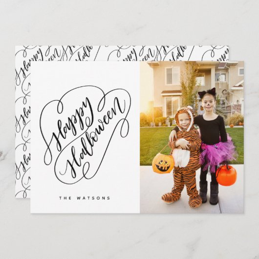 ハッピーハローウィンシックハンドレター写真 招待状 (正面/裏面)