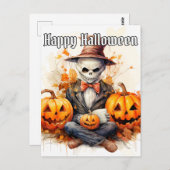 ハッピーハローウィンシニスターウィッチドクターイラストレーション ポストカード (正面/裏面)