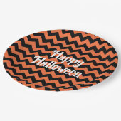 ハッピーハローウィンシボストライプロンパーティー ペーパープレート (アングル)