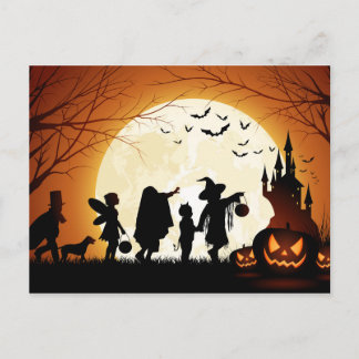 ハッピーハローウィンシルエットの子 ポストカード