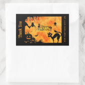 ハッピーハローウィンシルエットブラックキャットサンキュー 長方形シール (バッグ)