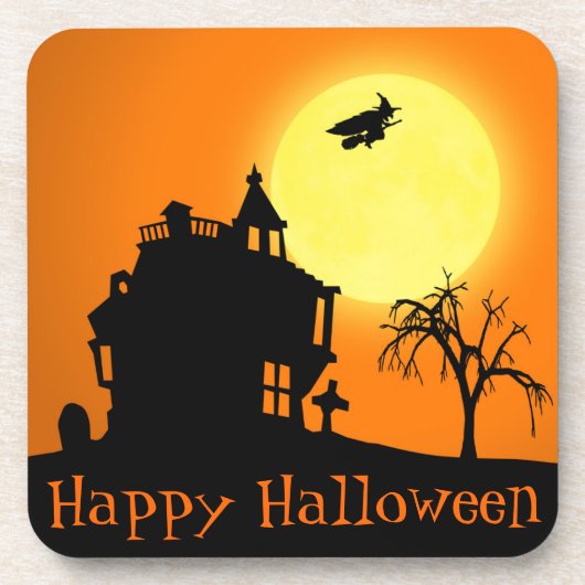 ハッピーハローウィンシルエット横 コースター (正面)