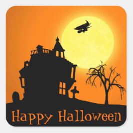 ハッピーハローウィンシルエット横 スクエアシール