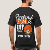 ハッピーハローウィンシンプルの猫のフリ Tシャツ (裏面)