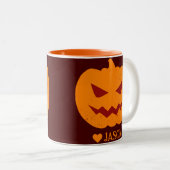 ハッピーハローウィンシンプルスプオケのオレンジ ツートーンマグカップ (正面右)