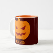 ハッピーハローウィンシンプルスプオケのオレンジ ツートーンマグカップ (正面左)