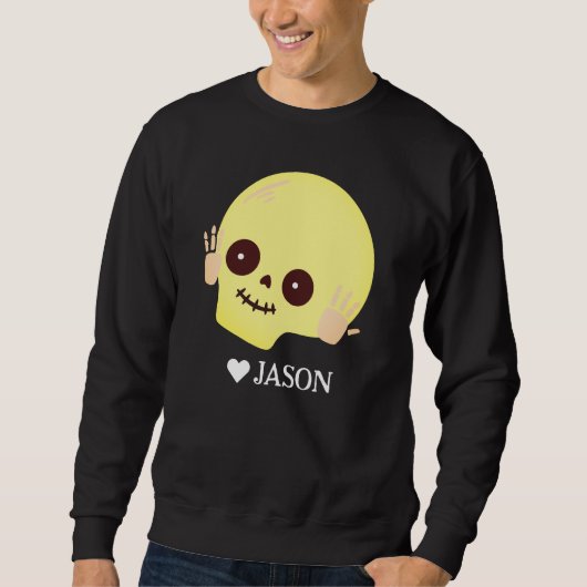 ハッピーハローウィンシンプルブスケルトンスカル スウェットシャツ (正面)