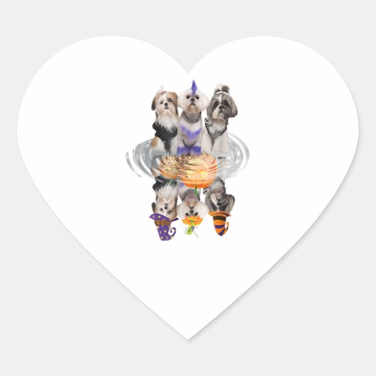 ハッピーハローウィンシーズー(犬)ズドッグ怖いカボチャのギフト ハートシール (正面)