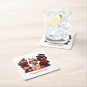 ハッピーハローウィンシーズー(犬)ズドッグ スクエアペーパーコースター (インサイチュ)