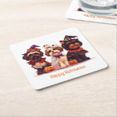 ハッピーハローウィンシーズー(犬)ズドッグ スクエアペーパーコースター (アングル)