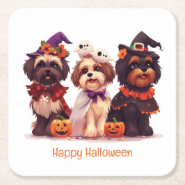 ハッピーハローウィンシーズー（犬）ズドッグ スクエアペーパーコースター