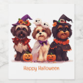 ハッピーハローウィンシーズー（犬）ズドッグ ワインラベル (シングルラベル)