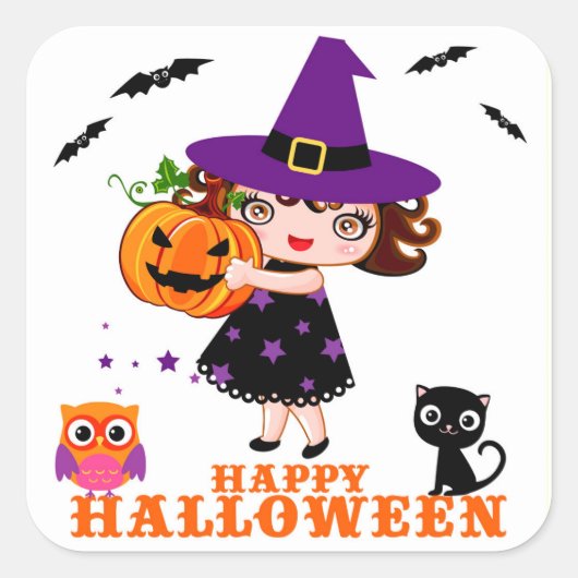 ハッピーハローウィンシール スクエアシール (正面)