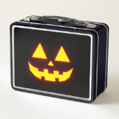 ハッピーハローウィンジャックオランタン顔3-ネオンオレンジ メタルランチボックス (裏面)