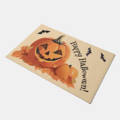 ハッピーハローウィンジャック0ランタン ドアマット (アングル)