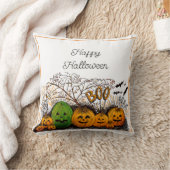 ハッピーハローウィンジャック・オ・ランタンのラインアップ クッション (ブランケット)
