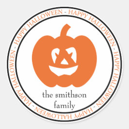 ハッピーハローウィンジャック – O – ランタン（ブラック/オレンジ） ラウンドシール