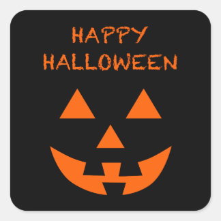 ハッピーハローウィンジャックO'ランタン顔おもしろいハロウィーン スクエアシール