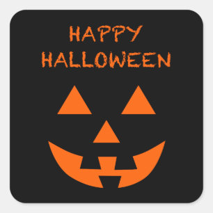 ハッピーハローウィンジャックO’ランタン顔おもしろいハロウィーン スクエアシール