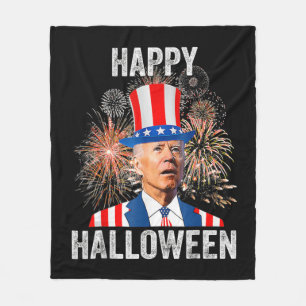 ハッピーハローウィンジョーバイデン氏アメリカ国旗の花火 フリースブランケット