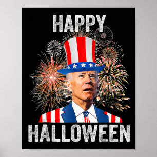 ハッピーハローウィンジョーバイデン氏アメリカ国旗の花火 ポスター