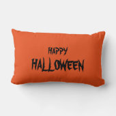 ハッピーハローウィンスカルと彼女のブロムオレンジスロー ランバークッション (裏面)