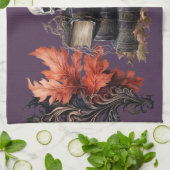 ハッピーハローウィンスカルと書籍 キッチンタオル (折り畳み)