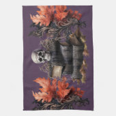 ハッピーハローウィンスカルと書籍 キッチンタオル (縦)