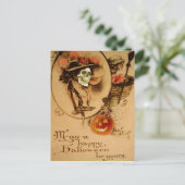 ハッピーハローウィンスカルゾンビ完全に死んでいなハロウィーンのカボチャのちょうちん ポストカード (スタンド正面)