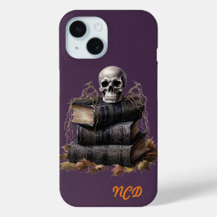 ハッピーハローウィンスカル及び書籍カスタム iPhone 15ケース