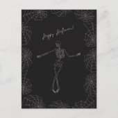 ハッピーハローウィンスケルトンとスパイダーウェブ シーズンポストカード (正面)