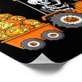 ハッピーハローウィンスケルトンライディングトラクターボーイズキッズ ポスター (角)