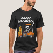 ハッピーハローウィンスケルトンライディングトラクターボーイズキッズ Tシャツ (正面)