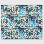 ハッピーハローウィンスケルトン：ダンスパーティータイダイ ラッピングペーパー (フラット)