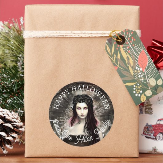 ハッピーハローウィンスチームパンクゴシック落ちたエンジェル ラウンドシール (クリスマス)