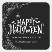 ハッピーハローウィンスパイダーウェブサンキュー スクエアシール (正面)