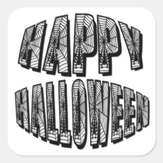 ハッピーハローウィンスパイダーズ&スパイダーウェブステッカー スクエアシール (正面)