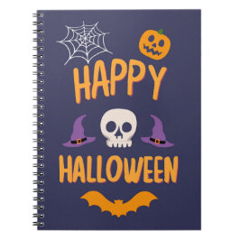 ハッピーハローウィンスプキーこうもりオレンジデザイン ノートブック