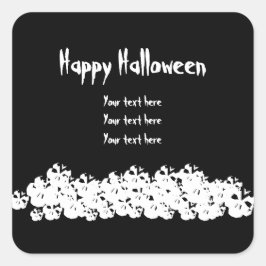 ハッピーハローウィンスプーキー骨格パイルカスタム文字 スクエアシール