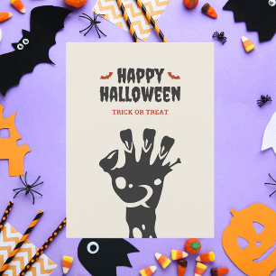 ハッピーハローウィンゾンビハンドトリックまたはトリート シーズンポストカード