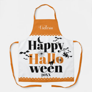 ハッピーハローウィンタイポグラフィとヴィンテージ エプロン