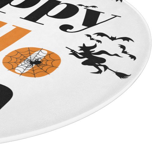 ハッピーハローウィンタイポグラフィとヴィンテージ カッティングボード (角)