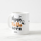 ハッピーハローウィンタイポグラフィとヴィンテージ コーヒーマグカップ (正面左)