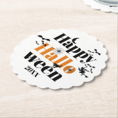 ハッピーハローウィンタイポグラフィとヴィンテージ ペーパーコースター (アングル)