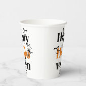 ハッピーハローウィンタイポグラフィとヴィンテージ 紙コップ (右)